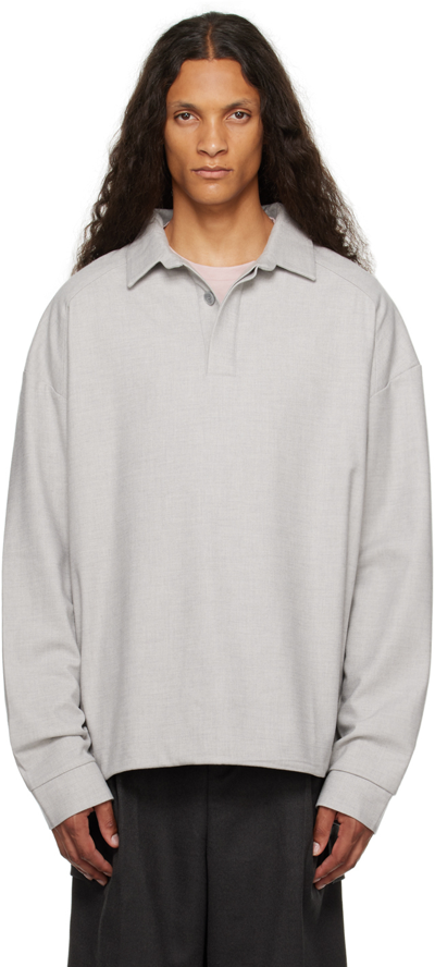 The Frankie Shop Dennis Polo Woven Jumper In Grey