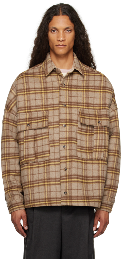 The Frankie Shop Keaton Checked Wool-blend Flannel Overshirt In Orange