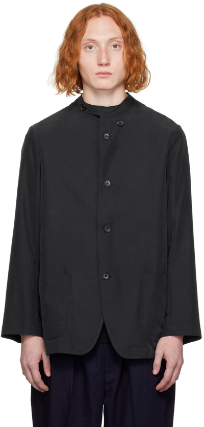 Rainmaker Kyoto Black Officer Collar Blazer In Fade Black