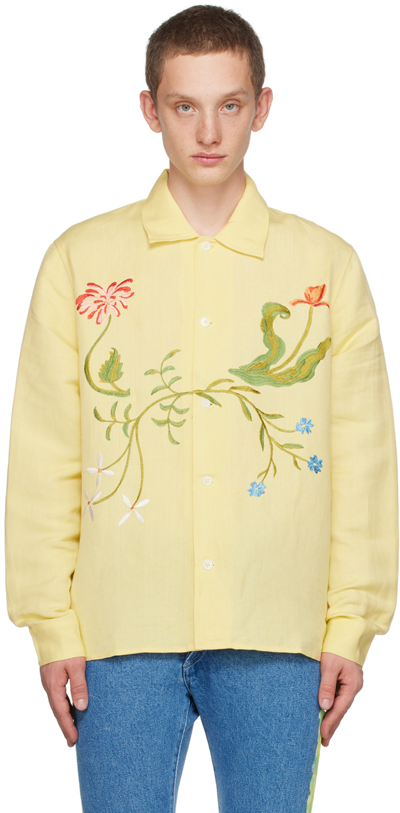 Sky High Farm Workwear Unisex Garden Embroidered Shirt Woven In Vanilla