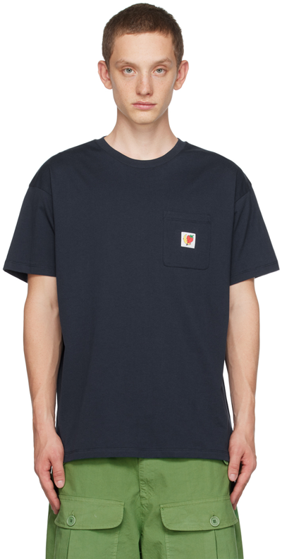 Sky High Farm Workwear Unisex Logo Label T-shirt Knit In Navy