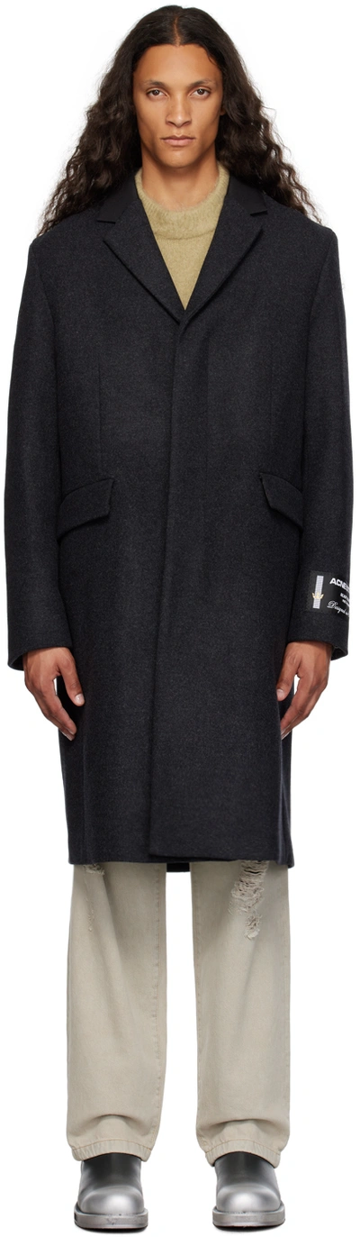 Acne Studios Gray Single-breasted Coat In W30 Dark Grey Melang