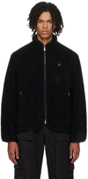 Represent Mens Jet Black Logo-embroidered Recycled Polyester-blend Fleece Jacket In Jet Black