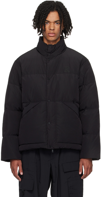 Represent Tonal Logo-patch Padded Jacket In Nero