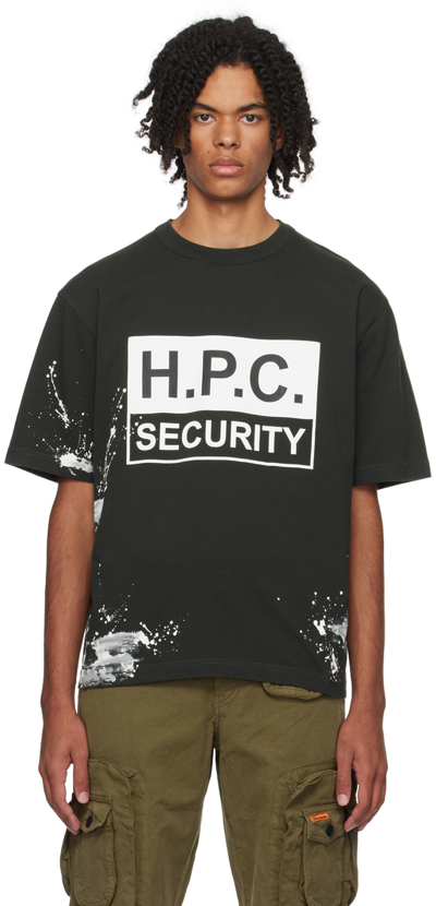 Heron Preston Mens Black H.p.c. Security Slogan-print Cotton-jersey T-shirt