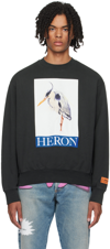 Heron Preston Long Sleeve Cotton Crewneck Tee In Black Blue