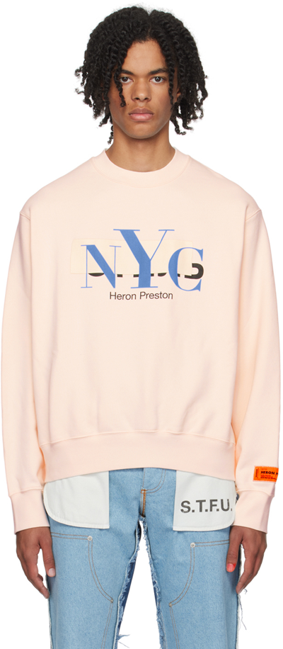 Heron Preston Pink 'nyc' Censored Sweatshirt In Pink Navy Blue