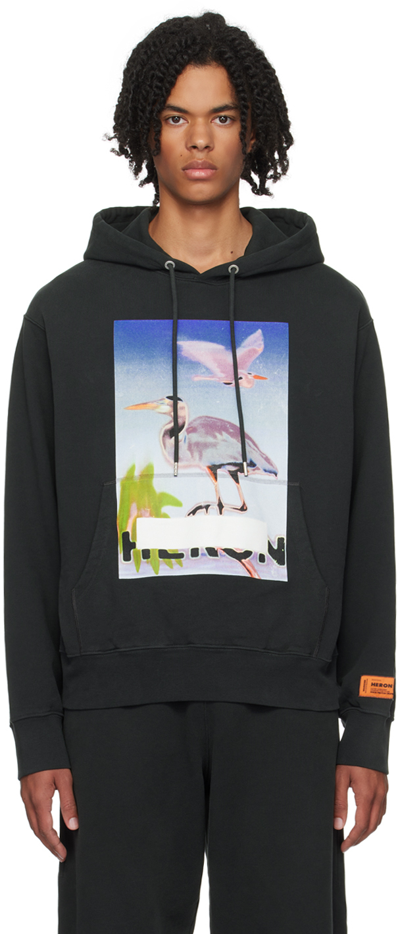 Heron Preston Censored Graphic-print Cotton Hoodie In Black Purple