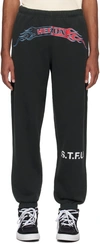 HERON PRESTON BLACK FLAMING SWEATPANTS