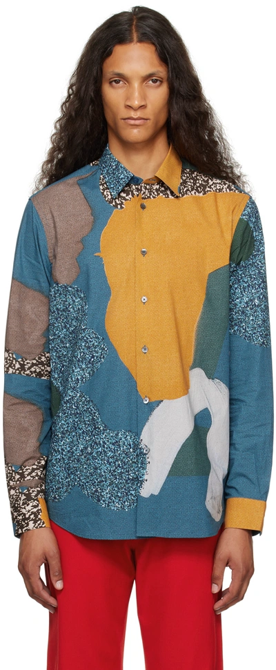 Paul Smith Multicolor Rug Shirt In 44 Blues