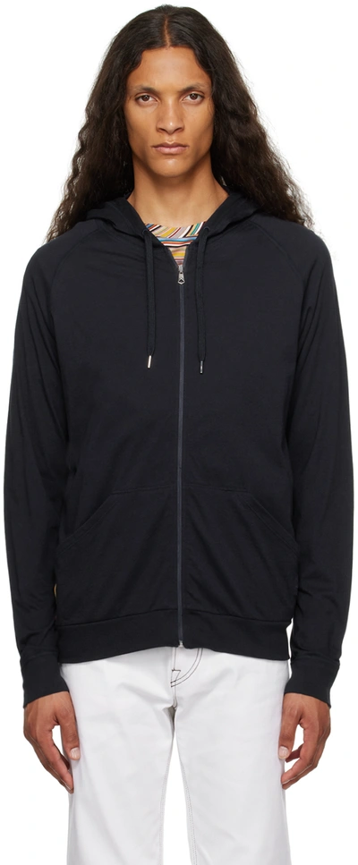 Paul Smith Navy Striped Hoodie In Blue