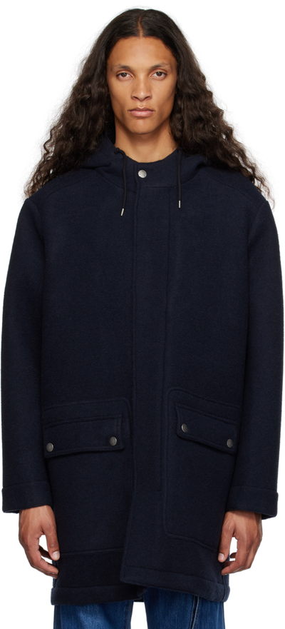 Apc Navy Mathias Coat In Pia Marine Chine