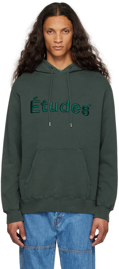 Etudes Studio Klein Logo-embroidered Hoodie In Dk Green Washed