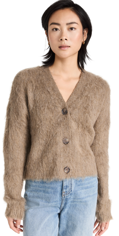 Madewell Brushed V Neck Cardigan Sweater In Heather Mesquit