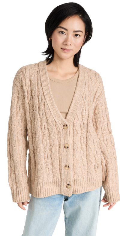 Atm Anthony Thomas Melillo Multicolor Boucle Cable-knit Cardigan In Brown