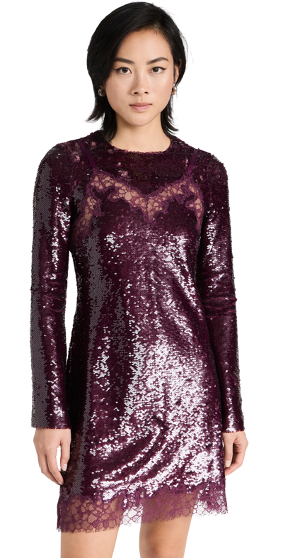 Simkhai Mako Sequin Lace Mini Dress In Red