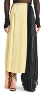 VICTORIA BECKHAM PLEATED ASYMMETRIC SKIRT BLACK/CAMEL/PEARL/CHARTREUSE