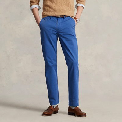 Ralph Lauren Straight Fit Washed Stretch Chino Pant In Aged Royal