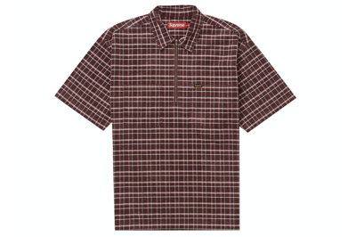 Pre-owned Supreme Plaid Corduroy Half Zip S/s Shirt Red | ModeSens