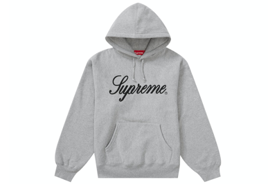 Pre-owned Supreme Raised Script Hooded Sweatshirt Heather Grey