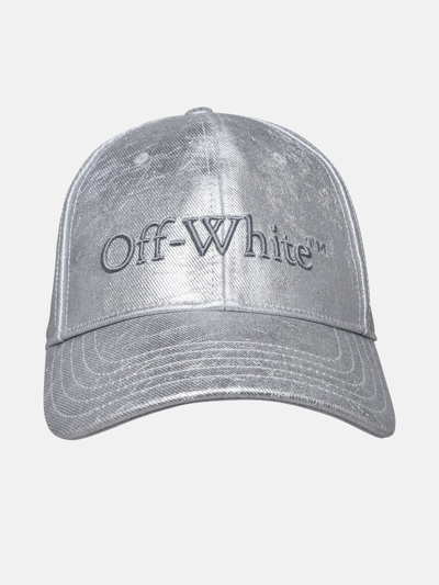 Off-white Cappellino Denim Logo In Silver