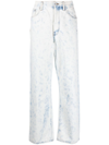 Dries Van Noten White & Blue Drawstring Jeans In Blue