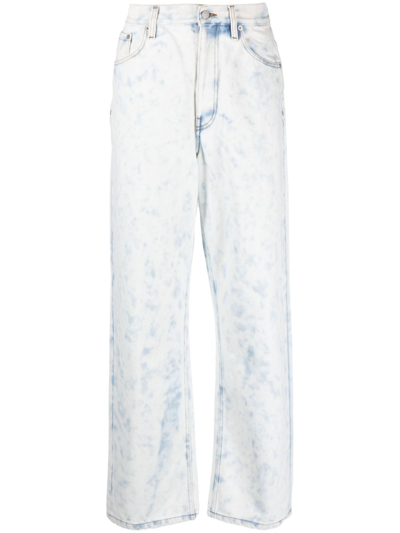 Dries Van Noten White & Blue Drawstring Jeans In Multi
