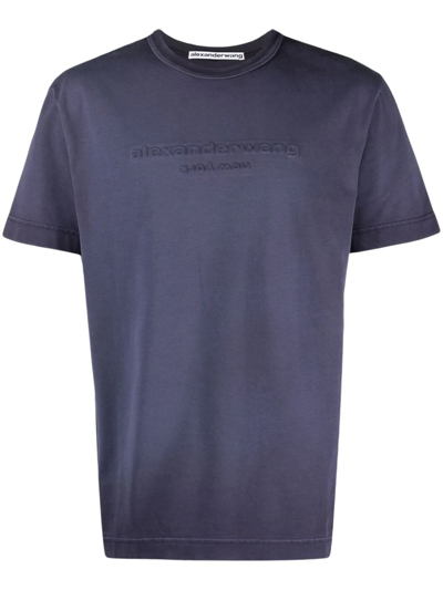 Alexander Wang Logo-embossed Cotton T-shirt In Pink & Purple