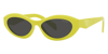 Prada Pr 26zsf Logo Beveled Acetate Oval Sunglasses In Dark / Grey