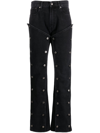 Y/PROJECT BLACK SNAP OFF STRAIGHT-LEG JEANS