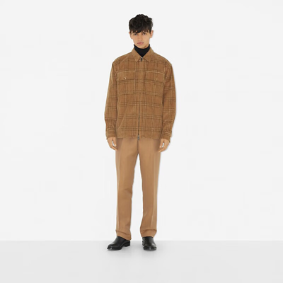 Burberry Checked Corduroy Overshirt In Beige