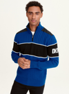 Dkny Men's Zip Mock Colorblock Sweater In Blue / Black