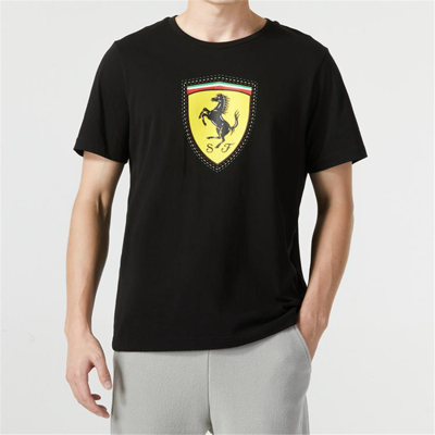 Puma Scuderia Ferrari Race Colored Big Shield Big Kids' T-shirt In Black