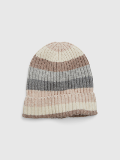 Gap Cashsoft Rib Beanie In Neutral Stripe