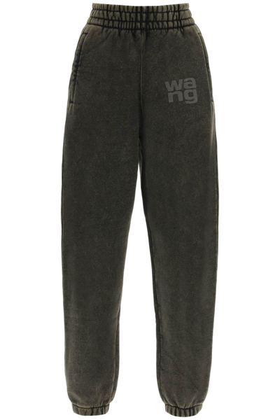 Alexander Wang Logo-embossed Terry-cloth Track Pants In Army Green (khaki)