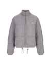 Gcds Cable-knit Zip-up Bomber Jacket In Grigio