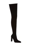 Saint Laurent Auteuil Velvet Over-the-knee Stilleto Boots In Black