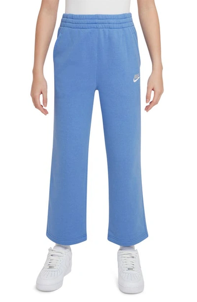 Nike Sportswear Club Fleece Big Kids' (girls') Wide-leg Pants In Blue