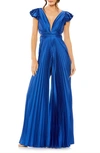 MAC DUGGAL RUFFLE & PLEAT WIDE LEG JUMPSUIT