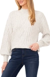 Cece Mock Neck Cable Knit Sweater In Silver Heather