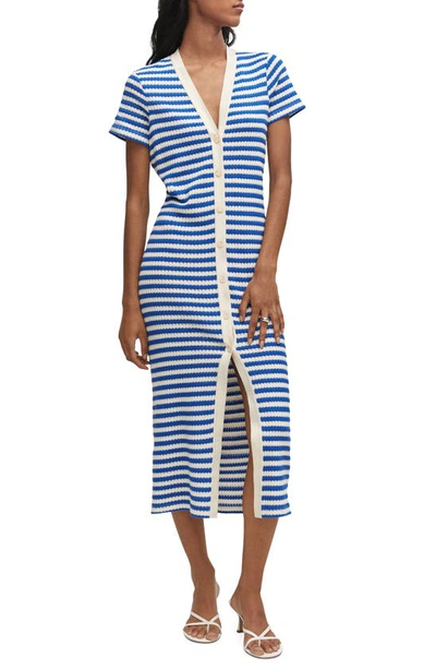 Mango Striped Jersey Dress Blue In Blue