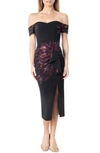 Dress The Population Alani Dress In Black-fuchsia