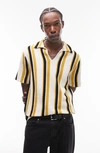Topman Stripe Johnny Collar Shirt In Mustard