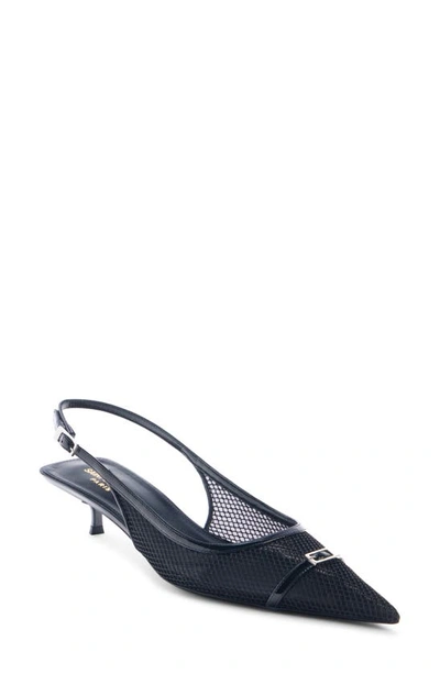 Saint Laurent Quarida Kitten Heel Slingback Pump In Black