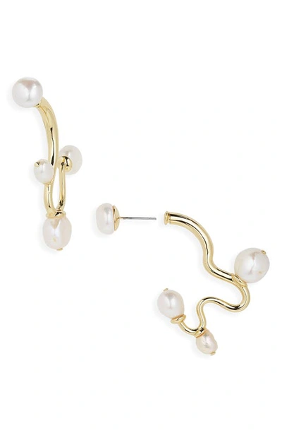 Cult Gaia Cristina Cultured Freshwater Baroque Pearl Front To Back Earrings In Gold Tone In White/gold