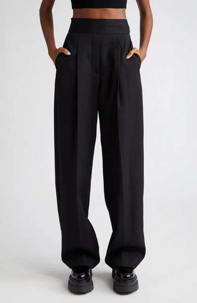 Alexander Wang Wool Trousers With Elastic Waistband In Black