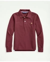Brooks Brothers Kids'  Boys Long-sleeve Cotton Pique Polo In Burgundy