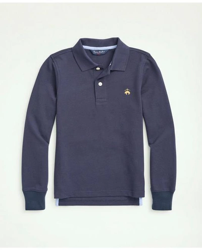 Brooks Brothers Kids'  Boys Long-sleeve Cotton Pique Polo | Navy | Size Xl