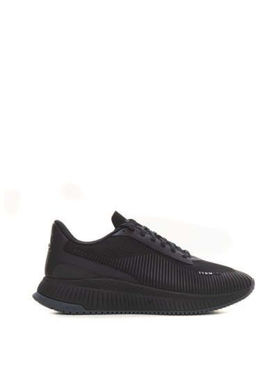 Hugo Boss Ttnm-evo-runn-metpbb High Sneakers In Fabric In Black