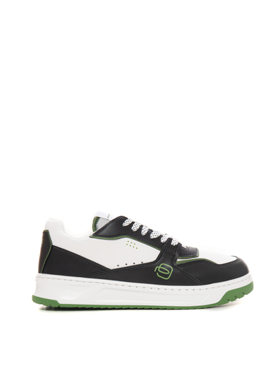 Piquadro Leather Sneakers In White/green